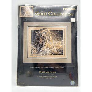 Dimensions Gold Collection "White Lightning" Tiger Cross Stitch Kit 15" x 12" Jo